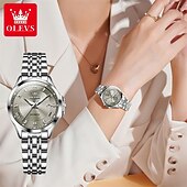 levne Quartz hodinky-olevs značka olevs dámská móda mechanické hodinky svítící kalendář módní trend římský ciferník quartz hodinky jednoduché volnočasové voděodolné sportovní dámské náramkové hodinky drahokamy