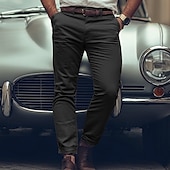 preiswerte Chinos-Herren Hose Hosen Chinesisch Chino Chino Hosen Freizeithose Knopf Vordertasche Glatt Komfort Weich Geschäft Täglich Ausgehen Modisch Strassenmode Hellkaki Schwarz Mikro-elastisch
