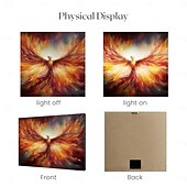 cheap LED Wall Art-Animal Phenix LED Canvas Wall Art LED Lighted Up Wall Decor 2AA Battery Operated Lighted Canvas Print LED Light Kitchen Bedroom or Home Decor