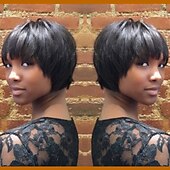 abordables Perruques sans bonnet-perruque de cheveux humains coupe courte ...