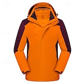 abordables Softshell, polares y chaquetas de montaña-Hombre Chaqueta Softshell Chaqueta para senderismo Invierno Al aire libre Bloque de color Resistente al Viento Resistente al Agua Chaquetas 3-en-1 Chaquetas de Lana Chaqueta cortavientos Viaje Negro