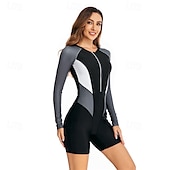 abordables Lycra de surf-Femme Maillot Anti UV Maillot de bain 1 pièce Protection solaire UV UPF50+ Poids Léger manche longue Spandex Le Maillot de corps Maillot de bain Zip sur le devant Natation Surf Plage Sports nautiques