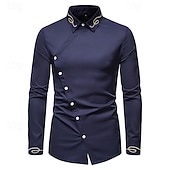 billige Button Down-skjorter for menn-Herre Skjorte Dresskjorter Skjorte med knapper عادي Bryllup Fest Svart Hvit Rød Navyblå Langermet Knaphul Vår &amp; Vinter Klær Broderi