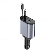 ieftine Încărcător Auto-Încărcător auto retractabil 4 în 1 cablu usb tip c pentru iphone samsung cablu de încărcare rapidă adaptor brichetă