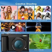 お買い得  アクションカメラ-4k デジタルカメラ 48MP カメラ オートフォーカス コンパクトデジタルカメラ フラッシュライト付き ポイントアンドシュートカメラ 小型デジタルカメラ