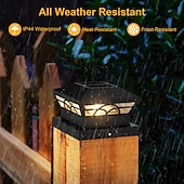 economico Luci a terra-lampada da recinzione a colonna solare - lampada da giardino e cortile per esterni per recinzione con palo in legno, decorazione per ville, lampada a colonna da 4/5 pollici 1 pz.