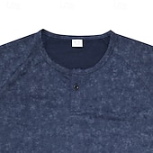 cheap Casual Henley Tee-Men&#039;s Henley Shirt Tee Short Sleeve Solid Color Plain Distressed Buttons Washed Henley Outdoor Casual Daily Summer Spring &amp;  Fall Black Gray Navy Blue Henley T-Shirt
