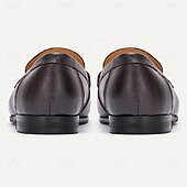 billiga Halvformell-Loafers i premiumkoskinn för män med accent av guldspänne, klassiska formell slip-on skor för affärer, arbete och vardagliga tillfällen