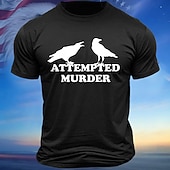 cheap Men's Graphic T Shirt-Men's Funny Attempted Murder Crow Pun Graphic T-Shirt, Raven Short Sleeve Tee