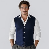 preiswerte Herren Elite Pullover &amp; Cardigans-Herren Kaschmir Strickjacke Weste Stricken Knopf hoch V Ausschnitt Strickware Elegant Schule Formell Bekleidung Frühling Herbst Schwarz Marineblau S M L