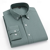 economico Camicie Elite da Uomo-Per uomo Camicia a righe Nero Blu Verde Grigio chiaro Manica Lunga A righe Colletto a Camicia Scuola Matrimonio Abbigliamento 100% Cotone Vacanza Vintage Neutro Moda