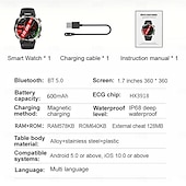 お買い得  スマートウォッチ-HT30 スマートウォッチ ブルートゥース通話 メンズ アウトドア スポーツ フィットネス コンパス 心拍数 健康モニタリング 600mAh 大容量バッテリー スマートウォッチ
