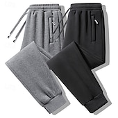 baratos Calças Desportivas-Homens Calças Esportivas Corredores Corredor Calças de inverno Calças Bolsos Com Cordão Cintura elástica Côr Sólida Quente Respirável Comprimento total Casual Diário Casual Roupa Esportiva Preto