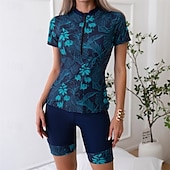 abordables Lycra de surf-Femmes Maillot de Bain Rash Guard Protection Solaire UV Respirant Séchage Rapide manche longue Maillot de Bain Maillot de bain 2 pièces ​fermeture éclair sur le devant Natation Surf Sports Nautiques