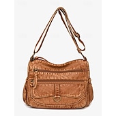 economico Borse a Tracolla-borsa a tracolla vintage in similpelle marrone da donna con più tasche - casual ed elegante, perfetta per l&#039;uso quotidiano
