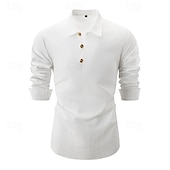 economico Classico-Per uomo Camicia camicia di lino Camicia popover Camicia estiva Abbigliamento mare Liscio Informale Giornaliero Nero Bianco Azzurro Manica lunga Colletto Primavera estate Abbigliamento