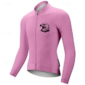 voordelige Heren shirts-Voor heren Wielrenshirt Lange mouw Winter Fietsen T-shirt Shirt met 3 achterzakken Bergracen Ademend Sneldrogend Anatomisch ontwerp Lampenkatoen Donker roze Wit Roze Adelaar Sport Kleding