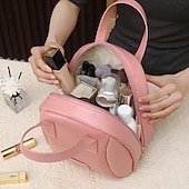 cheap Jewelry &amp; Cosmetic Storage-Multi-Layered Shell-Shaped Cosmetic Bag,PU Large-Capacity Portable Makeup Organizer, Stylish Travel Handheld Storage Bag