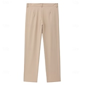 baratos Magro-Homens Social Calças Calça verão Calça casual Calças de Terno Bolso frontal Perna reta Tecido Conforto Comprimento total Casamento O negócio Clássico Preto Azul Marinha Micro-Elástica