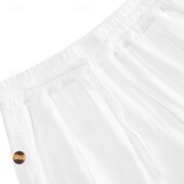 cheap Holiday-Men&#039;s Trousers Summer Pants Beach Pants Pocket Drawstring Elastic Waist Plain Comfort Breathable Vacation Daily Holiday Hawaiian Boho Black White