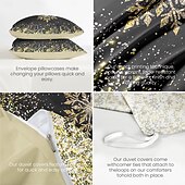 cheap 100% Cotton-Duvet Cover Set with Glitter Snowflake Design, 100% Cotton, Soft and Breathable Bedding Set, Includes Duvet Cover and Pillowcases, Elegant and Stylish for Winter Décor, Durable and Machine Washable
