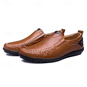 abordables Chaussures sans lacets &amp; mocassins-Mocassins à enfiler en similicuir marron clair pour hommes avec détails cousus à la main – chaussures décontractées confortables pour le travail, les voyages et le quotidien