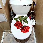 billige Dekorative veggklistremerker-rød rose romantisk toalettklistremerke, dekorativt klistremerke på badet toalettsete, dekorativt veggklistremerke på badet, baderomsdekorasjon, hjemmedekorasjon