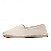 halpa Miesten loaferit ja nauhattomat kengät-miesten beige canvas espadrille-slip-on kengät juuttiköysipohjalla – mukavat kesäiset vapaa-ajan jalkineet
