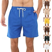 economico Pantaloncini casual-Per uomo Pantaloncini Pantaloncini estivi Pantaloncini casual Pantaloncini di velluto a coste Tasche A cordoncino Vita elastica Liscio Comfort Traspirante Breve Esterno Da mare Sport Informale Nero