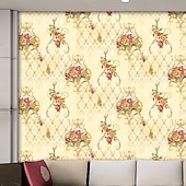 billiga Tapeter-1 rulle 3d europeisk damast icke självhäftande tapet präglad sovrum sänggavel vardagsrum bakgrund väggdekoration vattentät tapet 950x53cm/374x20.87inch