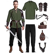 abordables Tenues-Rétro Vintage Médiéval Renaissance Pantalon Costume de cosplay Tenues Ren Faire Homme Viking Fantaisie Halloween Carnaval Mascarade Carnaval Performance LARP Adulte Chemise Pantalon Ceinture
