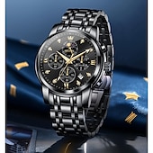 cheap Quartz Watches-New Olevs Brand Stainless Steel Band Men&#039;S Business Watch Calendar Luminous Chronograph Multifunction Simple Leisure Quartz Watch Fashion Waterproof Sports Men&#039;S Wristwatch