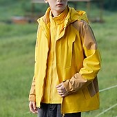 preiswerte Softshell-, Fleece- &amp; Wanderjacken-Herren Soft Shell Jacke Wanderjacke Winter Draussen Patchwork warm Fleece-Futter Windundurchlässig Wasserdicht 3-in-1-Jacke Winterjacken Windbreaker-Jacke Reisen Dunkelgrau Schwarz Elfenbein Gelb Rot