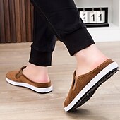 levne Pánské dřeváky a pantofle-pánské hnědé manšestrové slip-on sálové pantofle – lehké pohodlné boty na doma i na běžné nošení
