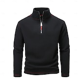economico Felpa con cappuccio in pile-Per uomo Felpa Di pile Felpa con cerniera a un quarto Compatto Nero Bianco Verde militare Blu Marrone mezza cerniera Liscio Sportivo Giornaliero Per eventi Streetwear Fantastico Retrò Inverno