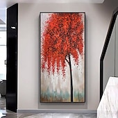 cheap Floral/Botanical Paintings-Mintura Handmade Abstract Tree Oil Paintings On Canvas Wall Art Decoration Modern Texture Flowers Picture For Home Decor Rolled Frameless Unstretched Painting