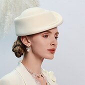 billige Partyhatter-hatter 100% ull beret lue bryllup teselskap elegant bryllup med perle ren farge hodeplagg hodeplagg
