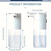 abordables Distributeurs à savon-Distributeur de savon automatique d&#039;une capacité de 380 ml - rechargeable par USB sans contact et technologie de détection de mouvement