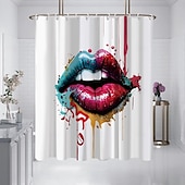 cheap Shower Curtains-Shower Curtain with 12 Hooks 180cm*180cm(70&quot;*70&quot;) Polyester Washable Waterproof Pattern Bathroom Bathtub Decor Sexy Red Lip