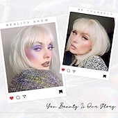 economico Parrucche trendy sintetiche-parrucche bob corte per donne parrucca bob con frangia parrucca bob liscia super morbida e facile da indossare, parrucca sintetica colorata per tutti i giorni, cosplay