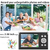 abordables Caméras d&#039;action-Caméscope vidéo numérique 4K 50MP Écran IPS 2,88 pouces Mise au point automatique Zoom 16x Anti-tremblement Détection du visage Capture du sourire