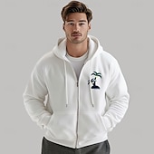preiswerte Herren Elite Hoodies &amp; Sweatshirts-Herren Kapuzensweatshirt Vollreißverschluss-Kapuzensweatshirt Schwarz Weiß Mit Kapuze Farbblock Baum Pflanzen Reißverschluss Tasche Arbeit Sport &amp; Outdoor Lässig Cool Designer Grafik Herbst Winter