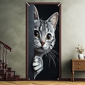 cheap Door Covers-Cute Cats Door Decorations Door Covers Animal Hide and Seek Door Tapestry Door Curtain Decoration Backdrop Indoor/Outdoor Door Banner for Front Door Farmhouse Peekaboo
