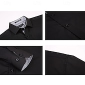 cheap Men&#039;s Non Iron Shirts-Men&#039;s Shirt Dress Shirt Button Up Shirt Plain Wedding Party Black White Pink Wine Long Sleeve Lapel Spring &amp;  Fall Clothing Apparel