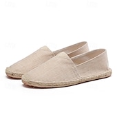 halpa Miesten loaferit ja nauhattomat kengät-miesten beige canvas espadrille-slip-on kengät juuttiköysipohjalla – mukavat kesäiset vapaa-ajan jalkineet