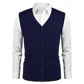 preiswerte Herren Strickjacke-Herren Pullunder Kleid Pullover Stricken Strick Feste Farbe V Ausschnitt Stilvoll Vintage-Stil Freizeitskleidung Bekleidung Herbst Winter Rote Dunkelmarine S M L