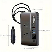 olcso Autós töltő-200w autós inverter dc 12v-110v ac autó inverter 3 usb 1 Type-c port töltő adapter autós dugós átalakító be/ki kapcsolóval és áram LED képernyővel személyautókhoz és teherautókhoz