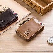 preiswerte Kartenhalter und Etuis-echtes Leder Herren &amp;Schlüsseletui für Damen mit RFID-blockierendem Kartenhalter, zum Aufhängen an der Taille, Diebstahlschutzbürste, Rindsleder-Geldbörsenhalter, Schlüsselanhänger, Reißverschluss,