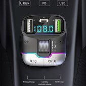 levne Bluetooth sady do auta / handsfree-nabíječka do auta dual usb chytré rychlé nabíječky s nabíjecím kabelem bluetooth 5.0 fm vysílač mp3 přehrávač