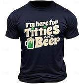 cheap St. Patrick&#039;s Day T shirts-St. Patrick&#039;s Day Men&#039;s Four Leaf Clover Funny Beer T Shirt Tee Top 100% Cotton Short Sleeve Graphic Shirt Black Army Green Dark Blue Comfortable Tee Vacation Street Fashion Designer Clothing